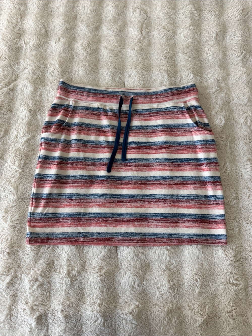 Striped Drawstring Women’s Skirt in Red, Blue & White